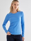 Mineral Hazel Rib Long Sleeve Top, Bright Blue product photo View 05 S