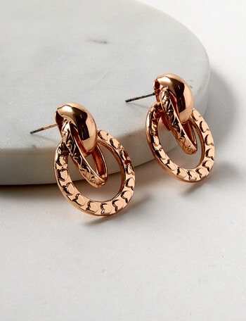 Whistle Accessories Interlock Round Earrings, Imitation Gold product photo