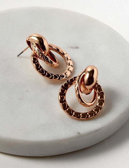 Whistle Accessories Interlock Round Earrings, Imitation Gold product photo View 03 L