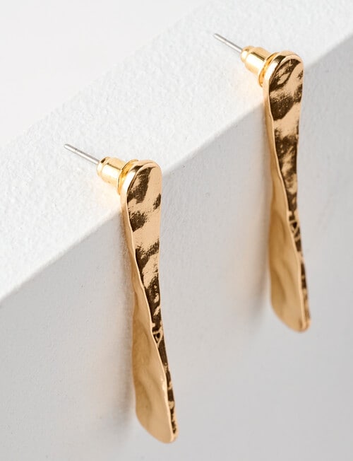 Whistle Accessories Linear Molten Drop Earring, Imitation Gold product photo View 03 L