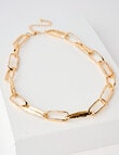 Whistle Accessories Chunky Textured Link Necklace, Imitation Gold product photo View 02 S