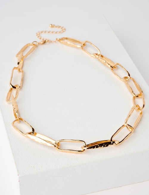 Whistle Accessories Chunky Textured Link Necklace, Imitation Gold product photo View 02 L