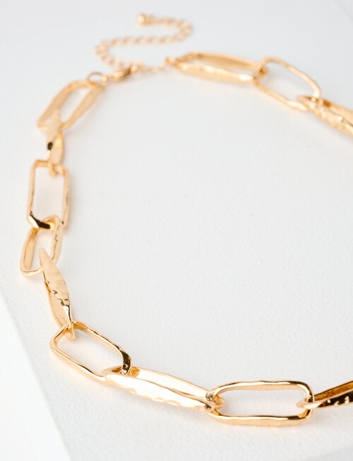 Whistle Accessories Chunky Textured Link Necklace, Imitation Gold product photo View 03 L
