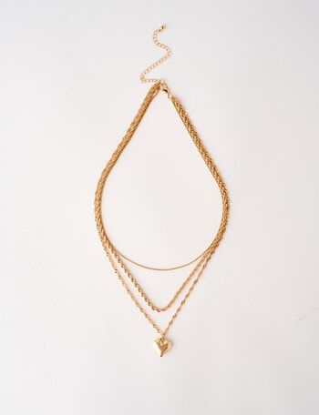 Whistle Accessories Heart Layered Chain Necklace, Imitation Gold product photo