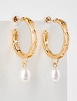 Whistle Accessories Chain and Pearl Huggies, Imitation Gold product photo View 02 S