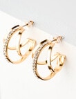 Whistle Accessories Triple Hoop Diamante Huggies, Imitation Gold product photo View 02 S