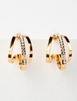 Whistle Accessories Triple Hoop Diamante Huggies, Imitation Gold product photo View 03 S