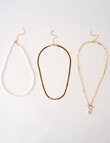 Whistle Accessories Layered Snake and Pearl Chain Necklace, Imitation Gold product photo