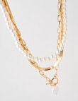 Whistle Accessories Layered Snake and Pearl Chain Necklace, Imitation Gold product photo View 02 S