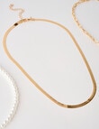 Whistle Accessories Layered Snake and Pearl Chain Necklace, Imitation Gold product photo View 03 S