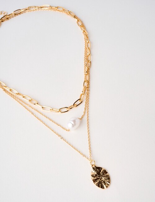 Whistle Accessories Layered Molten Pendant Necklace, GImitation Gold product photo View 03 L