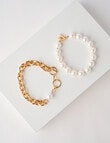 Whistle Accessories Pearl Chunky Bracelets, 2-Pack, Imitation Gold product photo