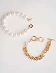 Whistle Accessories Pearl Chunky Bracelets, 2-Pack, Imitation Gold product photo View 02 S