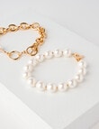Whistle Accessories Pearl Chunky Bracelets, 2-Pack, Imitation Gold product photo View 04 S