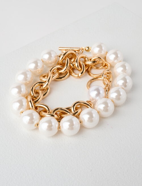Whistle Accessories Pearl Chunky Bracelets, 2-Pack, Imitation Gold product photo View 05 L