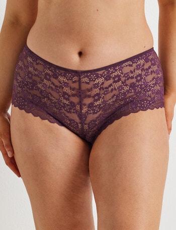 Perfects Be Free Lace Brazilian G-String Brief, Midnight Plum, 8-16 product photo