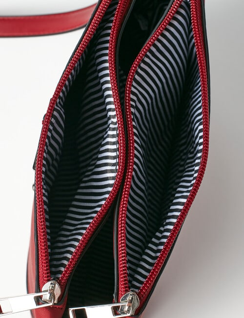 Pronta Moda Stitch Detail Esme Crossbody Bag, Red product photo View 05 L
