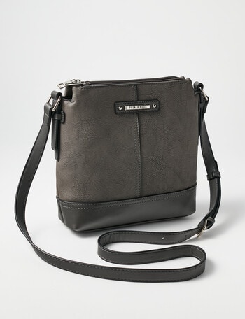 Pronta Moda Stitch Detail Esme Crossbody Bag, Grey product photo