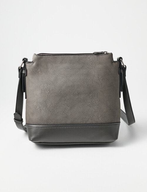 Pronta Moda Stitch Detail Esme Crossbody Bag, Grey product photo View 02 L