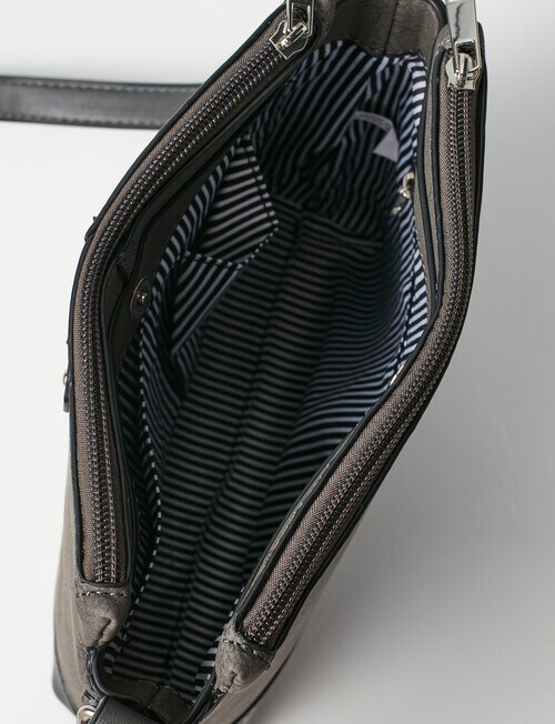 Pronta Moda Stitch Detail Esme Crossbody Bag, Grey product photo View 04 L