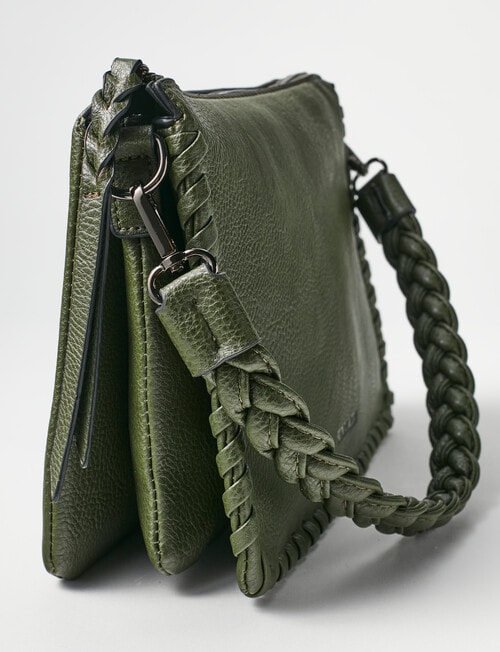Pronta Moda Braided Handle Nora Shoulder Bag, Olive product photo View 06 L