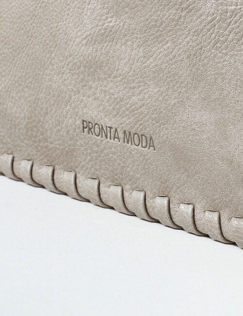 Pronta Moda Braided Handle Nora Shoulder Bag, Stone product photo View 08 L