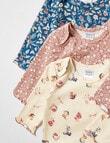 Teeny Weeny Long-Sleeve Bodysuit Set, 3-Piece, White, Navy & Elsie Pink product photo View 02 S