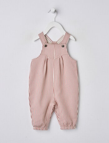 Teeny Weeny Striped Overall, Elsie Pink & Warm White product photo