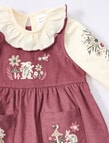 Teeny Weeny Cord Pinny and Long-Sleeve Shirt Set, 2-Piece, Black Raspberry & Warm White product photo View 04 S