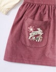 Teeny Weeny Cord Pinny and Long-Sleeve Shirt Set, 2-Piece, Black Raspberry & Warm White product photo View 05 S
