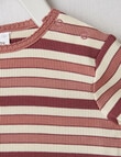 Teeny Weeny Wide Stripe Tri-Colour Long-Sleeve Rib Tee, Elsie Pink product photo View 02 S