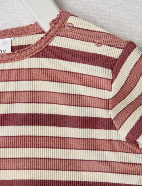Teeny Weeny Wide Stripe Tri-Colour Long-Sleeve Rib Tee, Elsie Pink product photo View 02 L