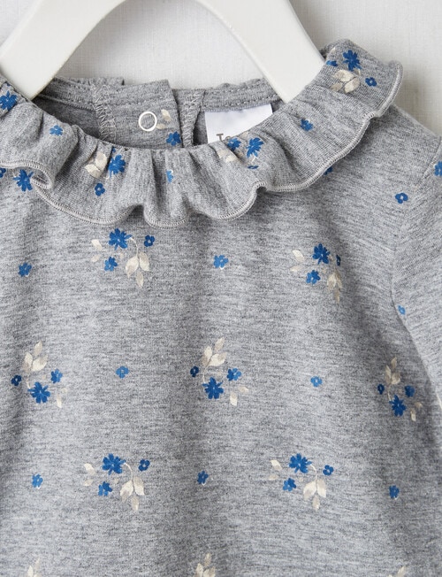Teeny Weeny Small Floral Long-Sleeve Tee, Grey Marle product photo View 02 L