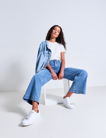 Denim Republic Wide Leg Jean, Mid Blue product photo