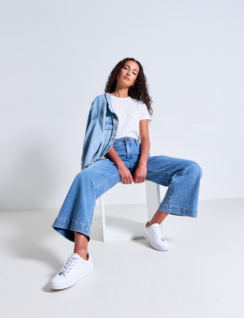 Denim Republic Wide Leg Jean, Mid Blue product photo