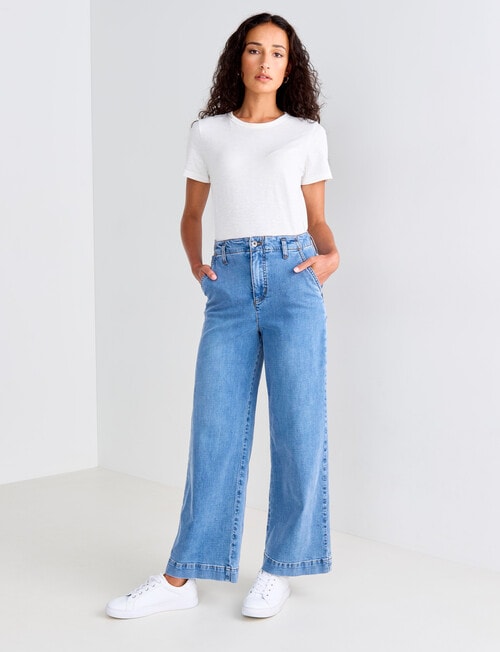 Denim Republic Wide Leg Jean, Mid Blue product photo View 03 L