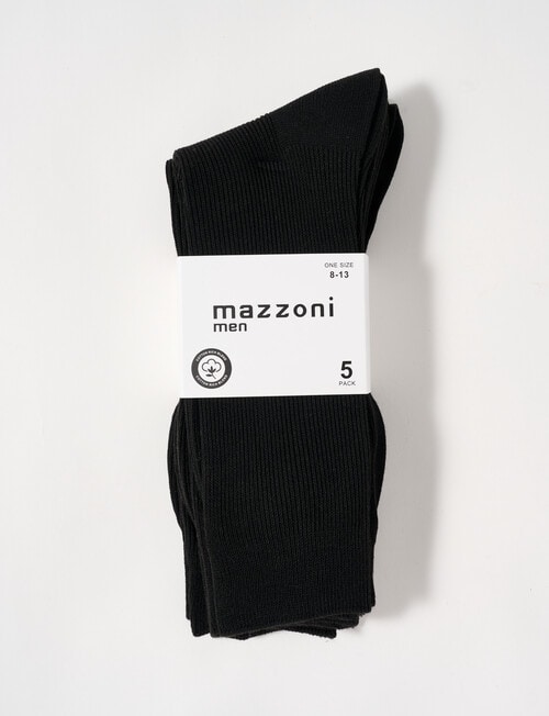 Mazzoni Cotton Rich Rib Dress Sock, 5-Pack, Black product photo View 02 L