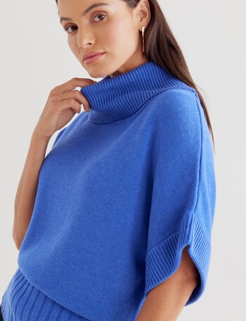 Oliver Black Roll Neck Slouch Top, Brilliant Blue Marle product photo
