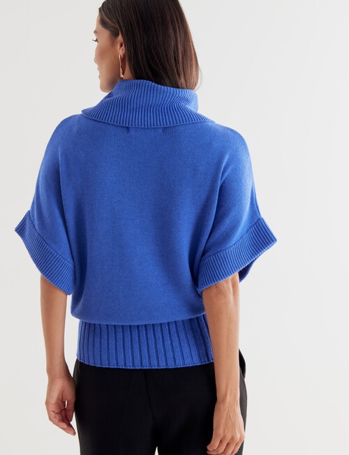 Oliver Black Roll Neck Slouch Top, Brilliant Blue Marle product photo View 02 L