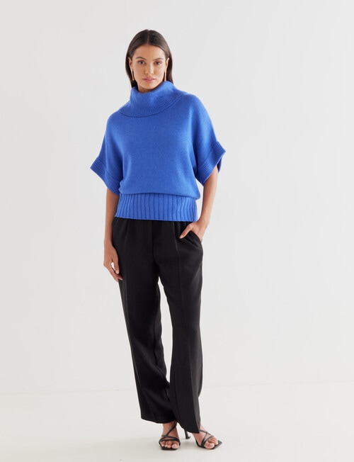 Oliver Black Roll Neck Slouch Top, Brilliant Blue Marle product photo View 03 L