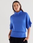 Oliver Black Roll Neck Slouch Top, Brilliant Blue Marle product photo View 04 S