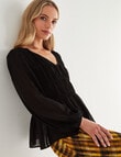 Mineral Suki Long Sleeve Top, Black product photo View 04 S