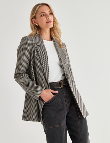 Mineral Ash Houndstooth Blazer, Natural & Black product photo