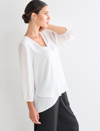 Whistle Neck Layer Top, Ivory product photo