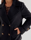 Whistle Long Sleeve Pea Coat, Black product photo View 04 S
