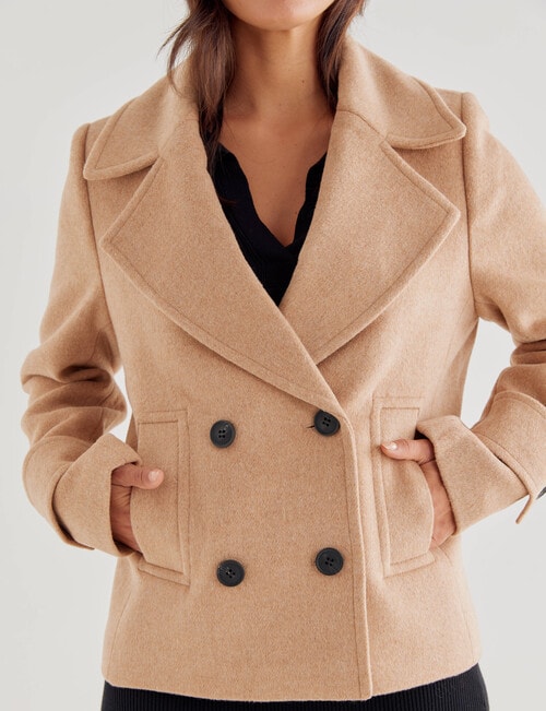 Whistle Long Sleeve Pea Coat, Camel product photo View 04 L