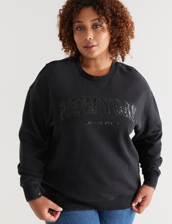 Studio Curve Embellished Sweatshirt, Black product photo