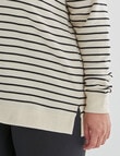 Superfit Curve Stripe Longline Hoodie, Oatmeal product photo View 04 S