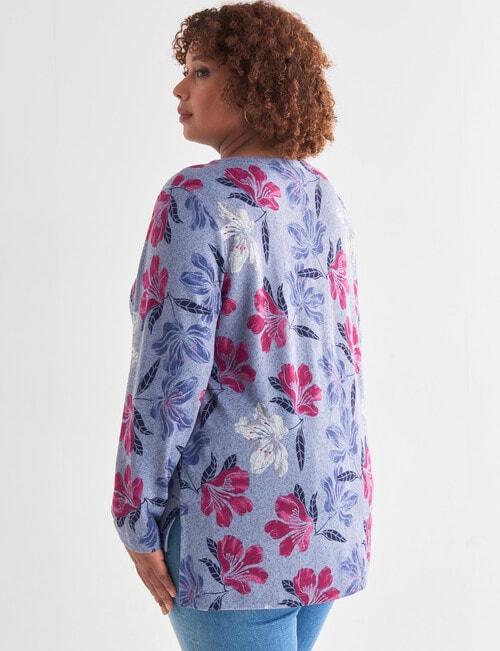 Studio Curve Supersoft Long Sleeve Floral Printed Top, Pinks product photo View 02 L