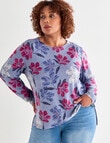 Studio Curve Supersoft Long Sleeve Floral Printed Top, Pinks product photo View 05 S